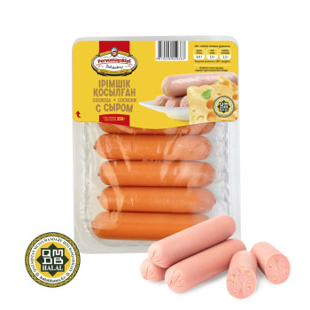 Сосиски с сыром т.м. Первомайские Деликатесы, вареные, газ, 0,35 кг, шт